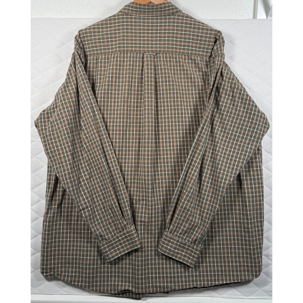 Columbia Men's XXL Plaid Button Front Shirt 100% Cotton Long Sleeve Brown Blue - Picture 4 of 6
